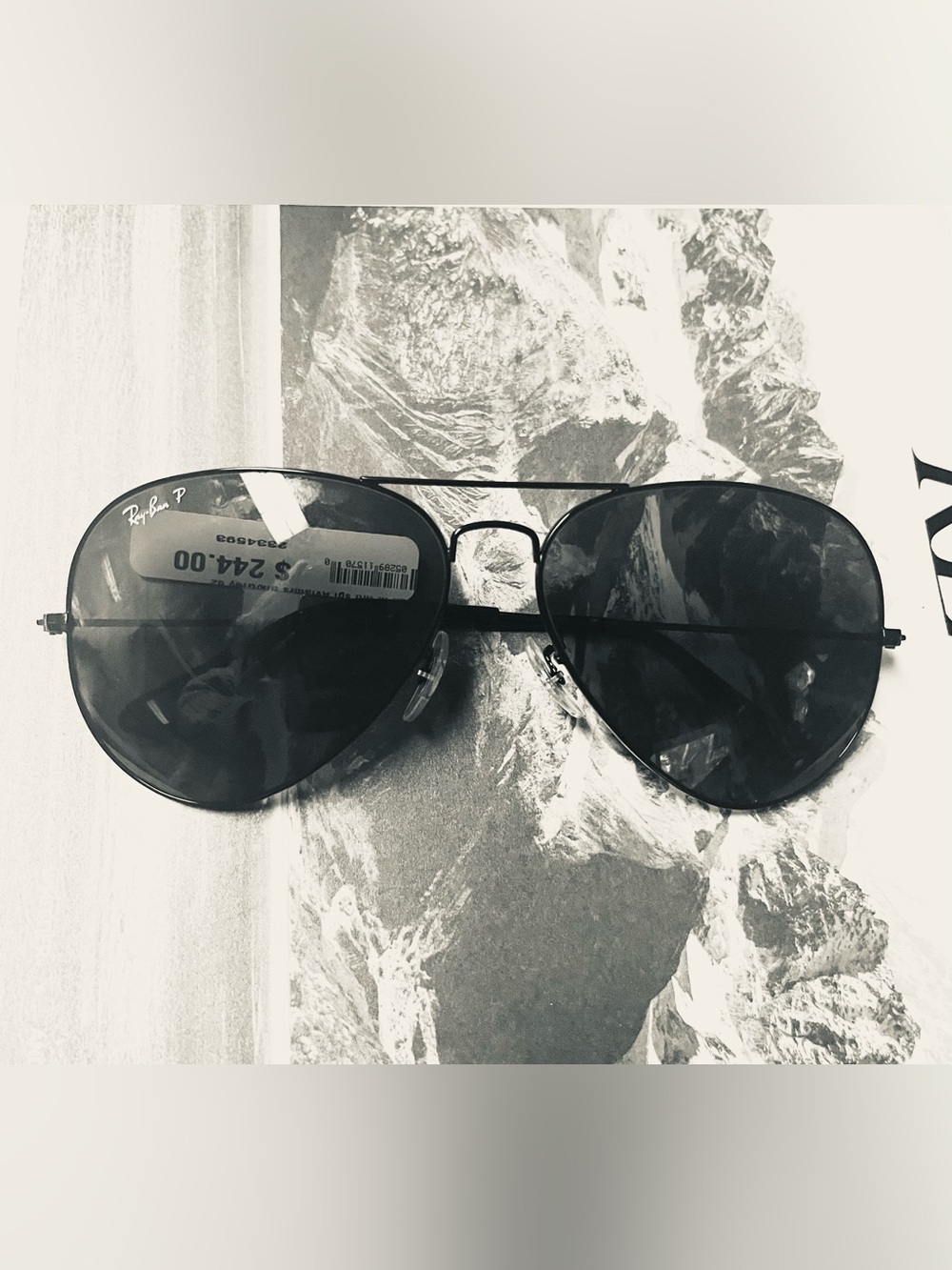 Ray-Ban Aviator Polarized Sunglasses - Black Frame, Dark Green Lenses